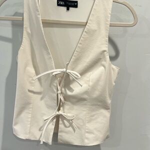 Zara Women's Cream Tie-Front Tank Top